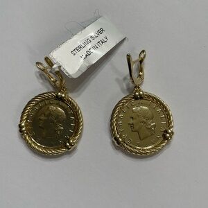 Lira Gold Coin Pendant Earrings 1970 genuine coin Italy